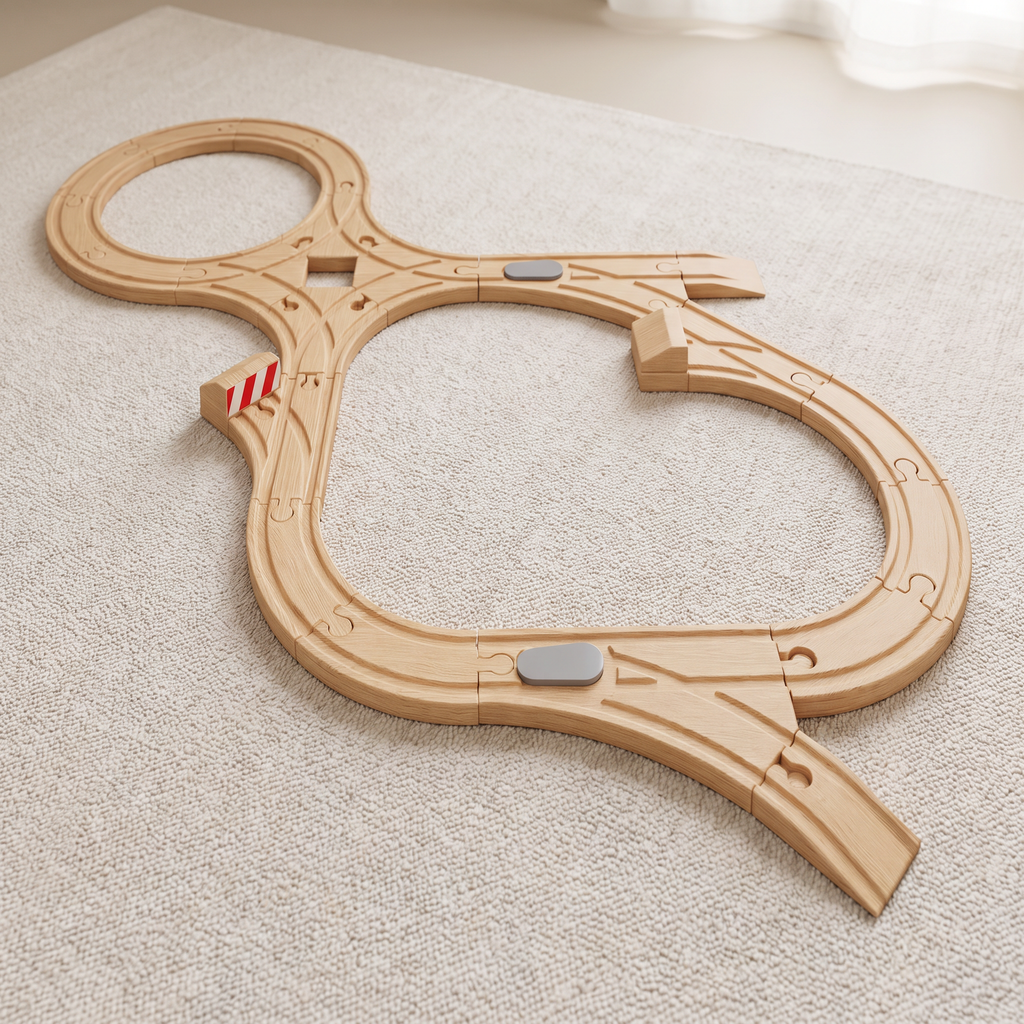 Playtive Set Ampliación Vías de Tren de Madera 23 Piezas