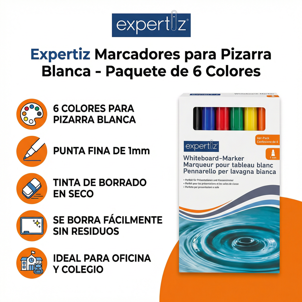 Rotuladores Pizarra Blanca Expertiz Pack 6 Colores