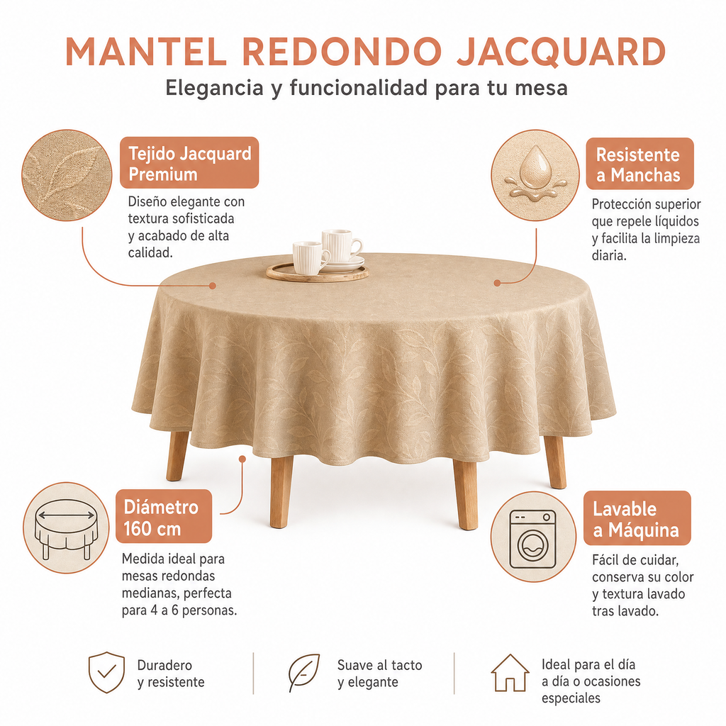 Home Creation Mantel Redondo Jacquard