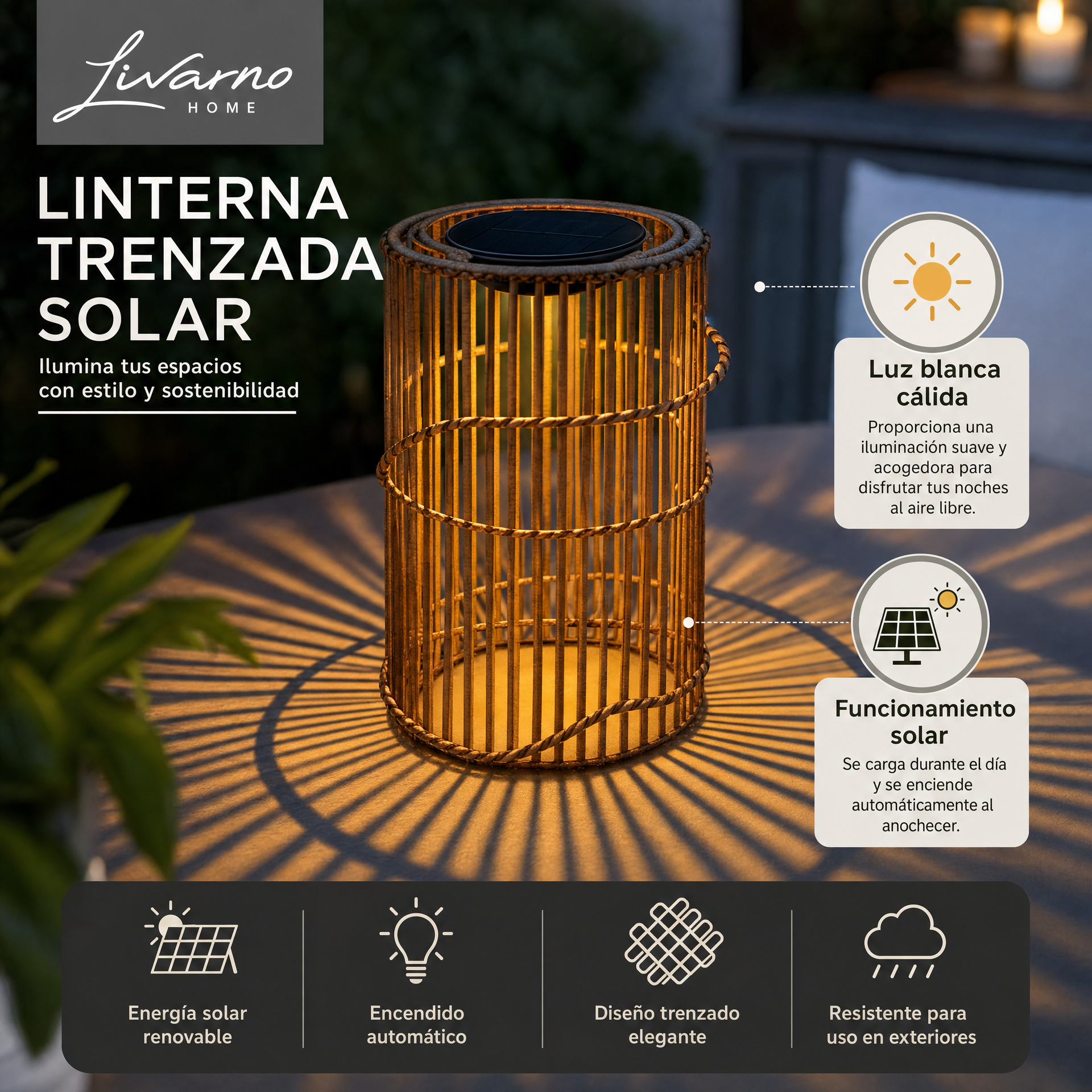 Livarno Home Farol solar trenzado