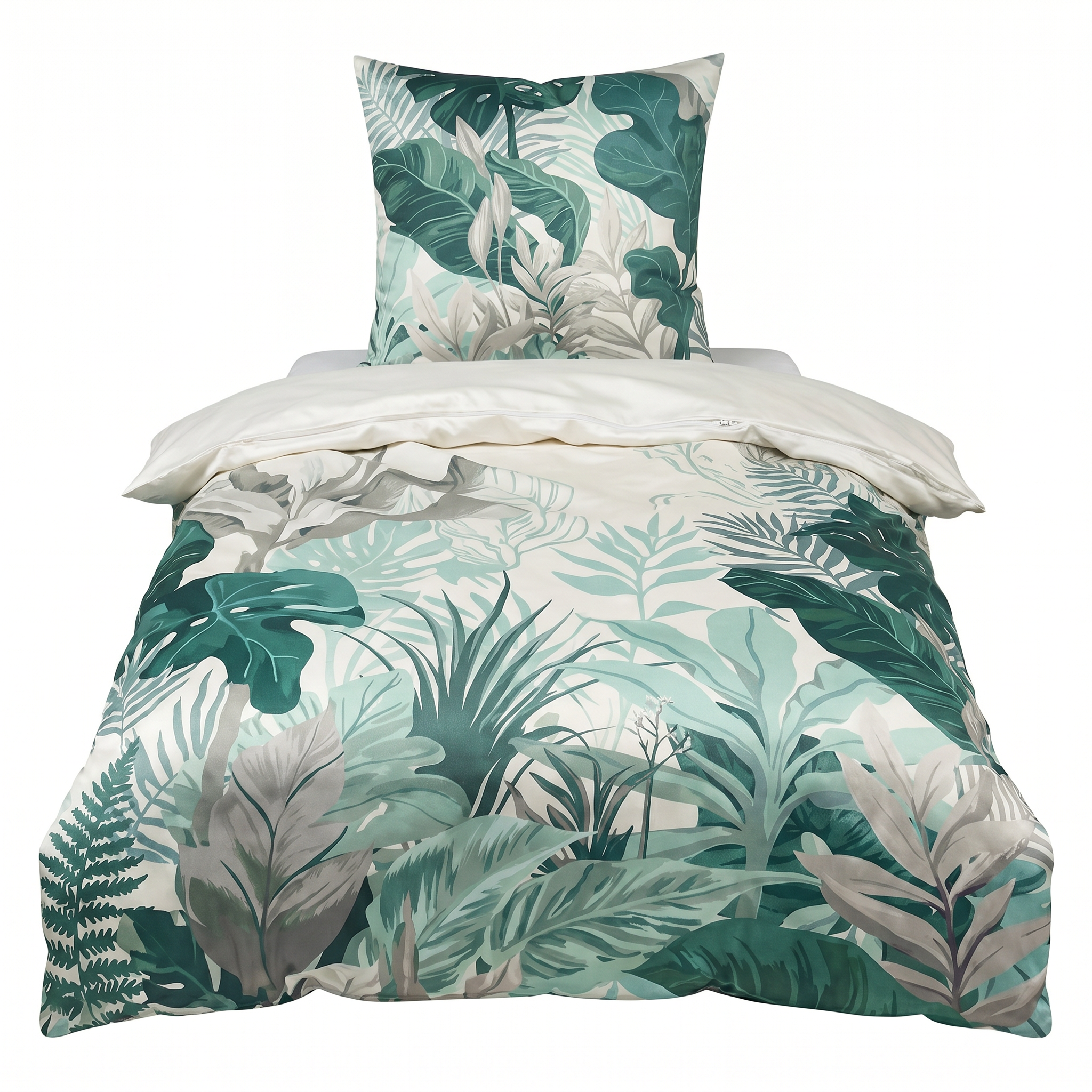Ropa de Cama Satén Novitesse — Hojas Tropicales 135x200cm