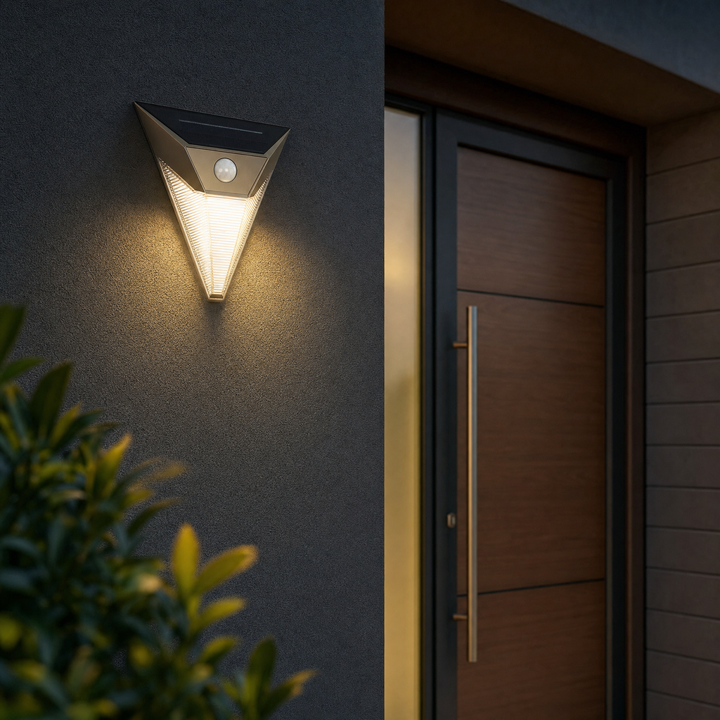 Livarno lámpara solar de pared LED triangular con sensor de movimiento