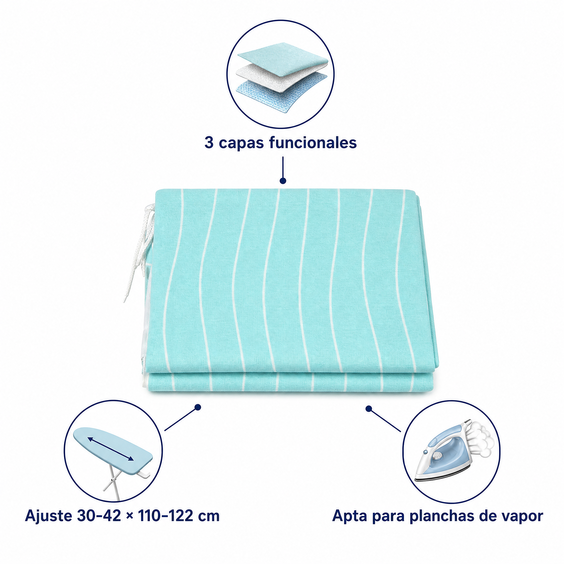 Características de la funda AquaPur turquesa a rayas
