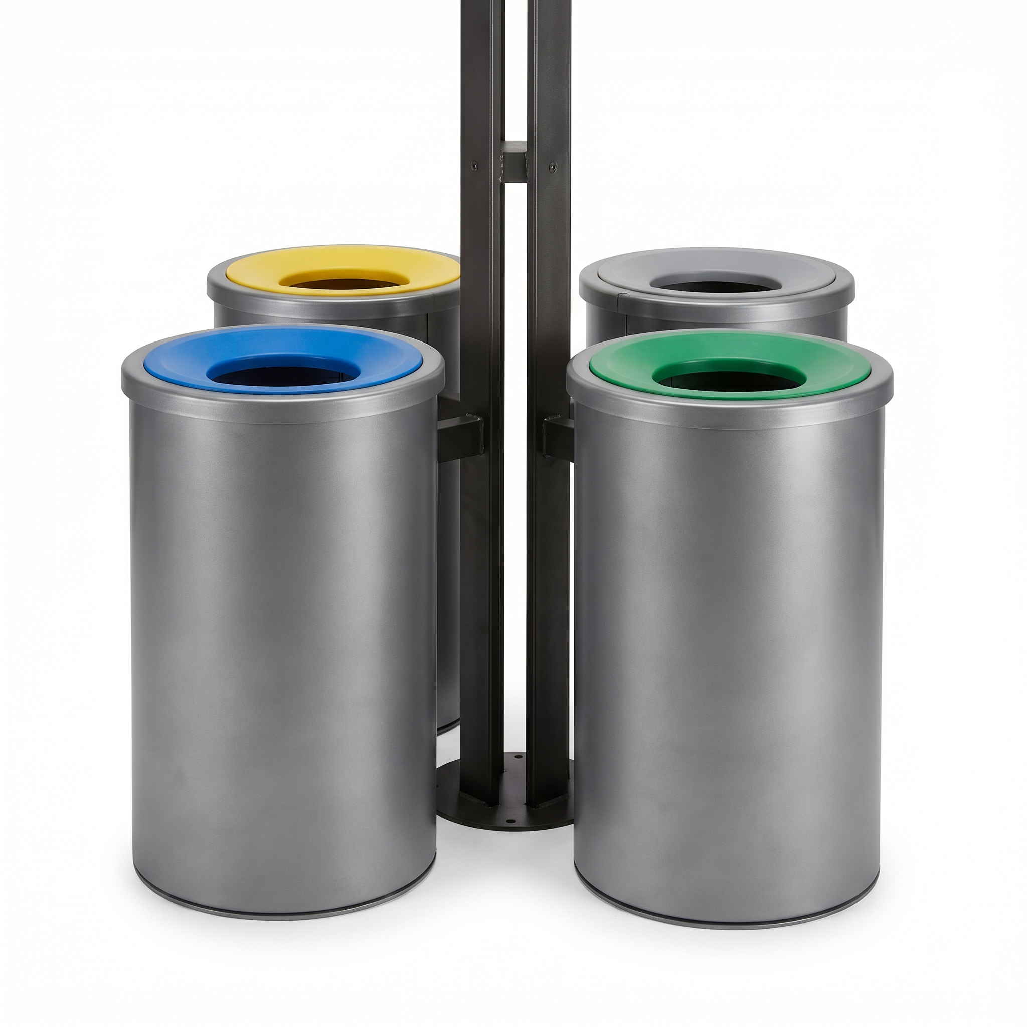 Papelera de Reciclaje Vilagrasa ISLA TOTEM — Isla Totem Central Con 4 Papeleras Con Cabezal Color