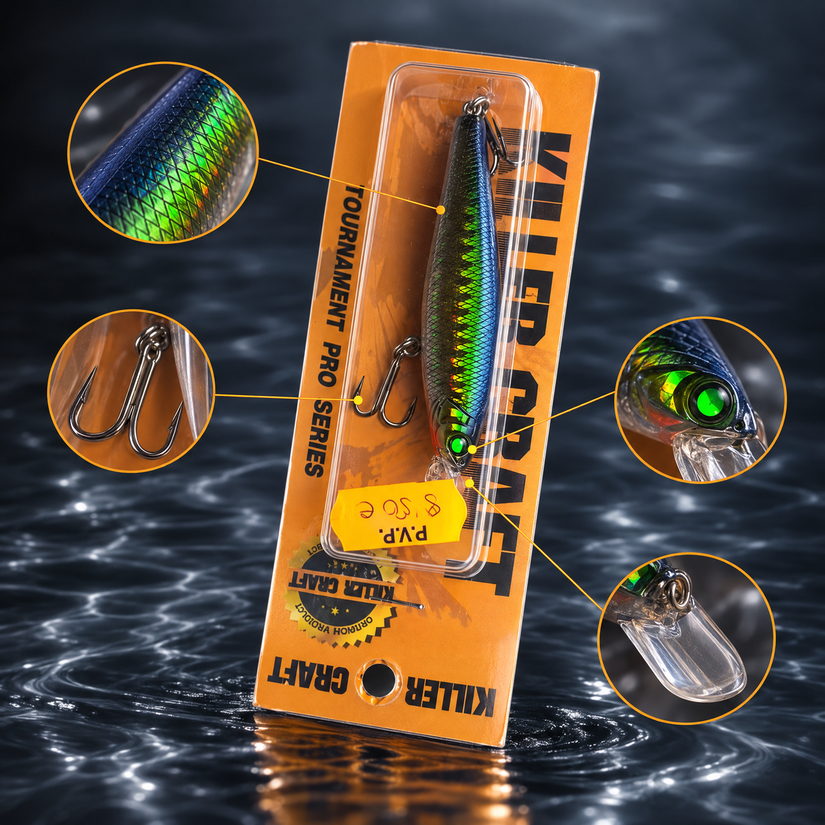 Killer Craft Tournament Pro Series · señuelo duro — detalle del producto en su envase