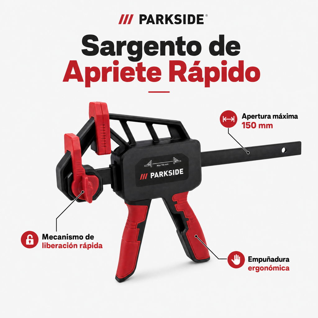 PARKSIDE Sargento de apriete monomanual con empuñadura de gatillo y liberación rápida