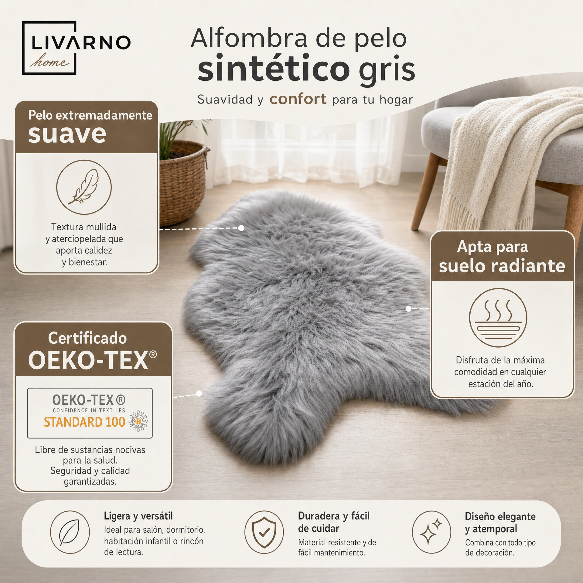 Livarno Home Alfombra de pelo sintético