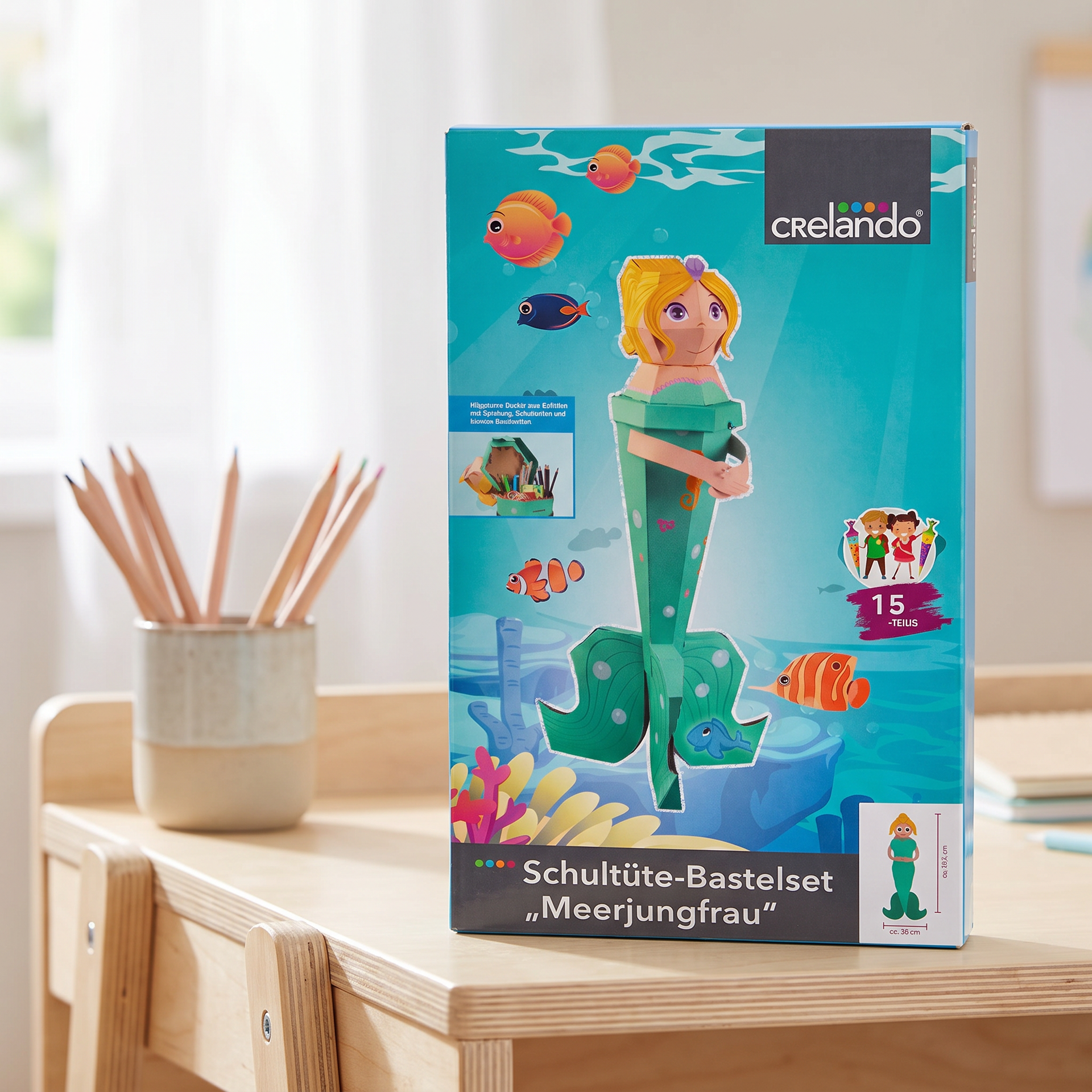 Crelando Set Manualidades Cono Escolar Sirena 15 Piezas
