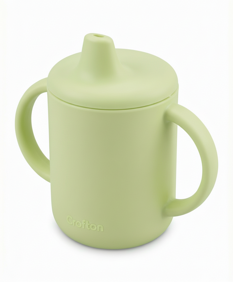 Taza Aprendizaje Bebé Crofton Verde con Tapa y Asas
