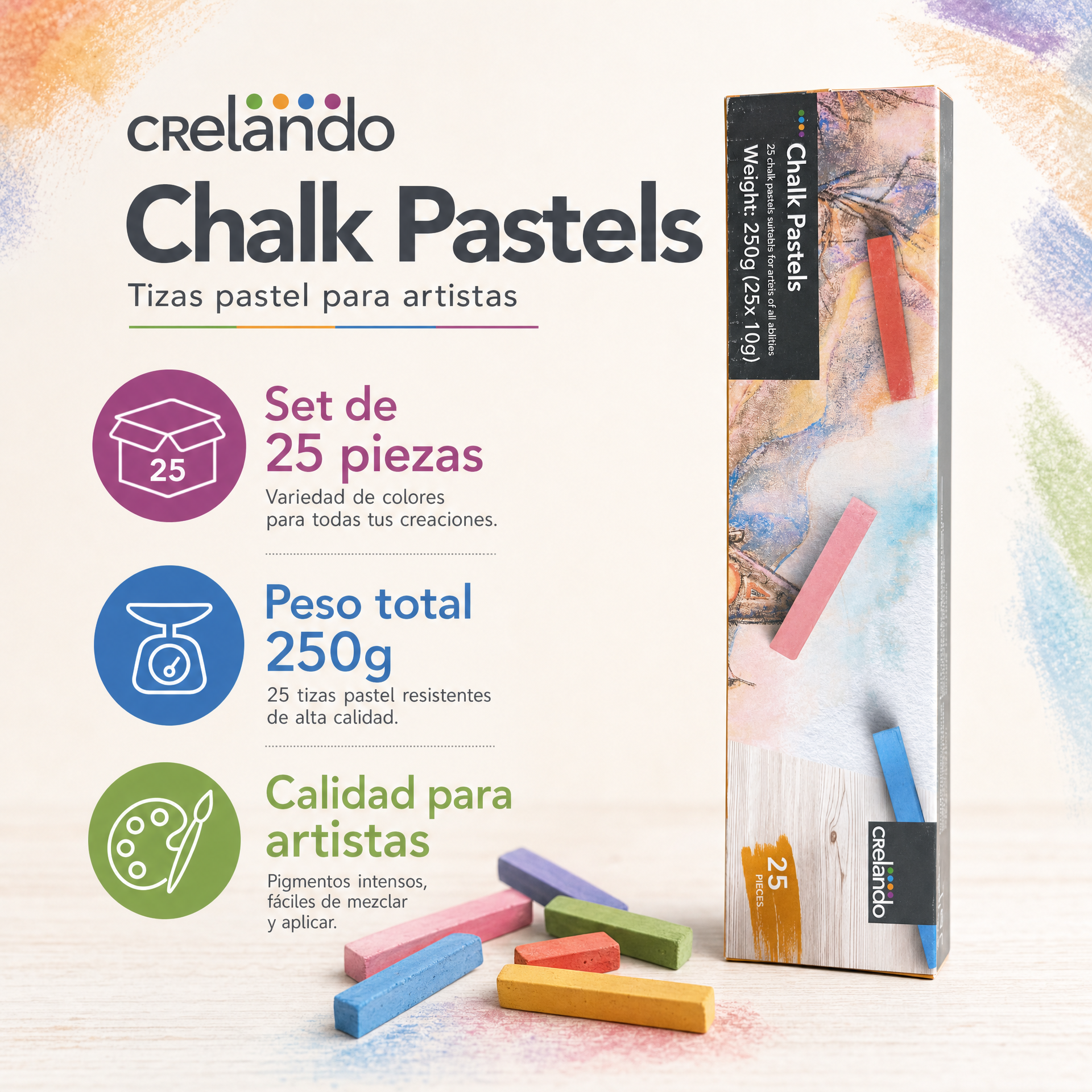 Crelando Juego de tizas pastel