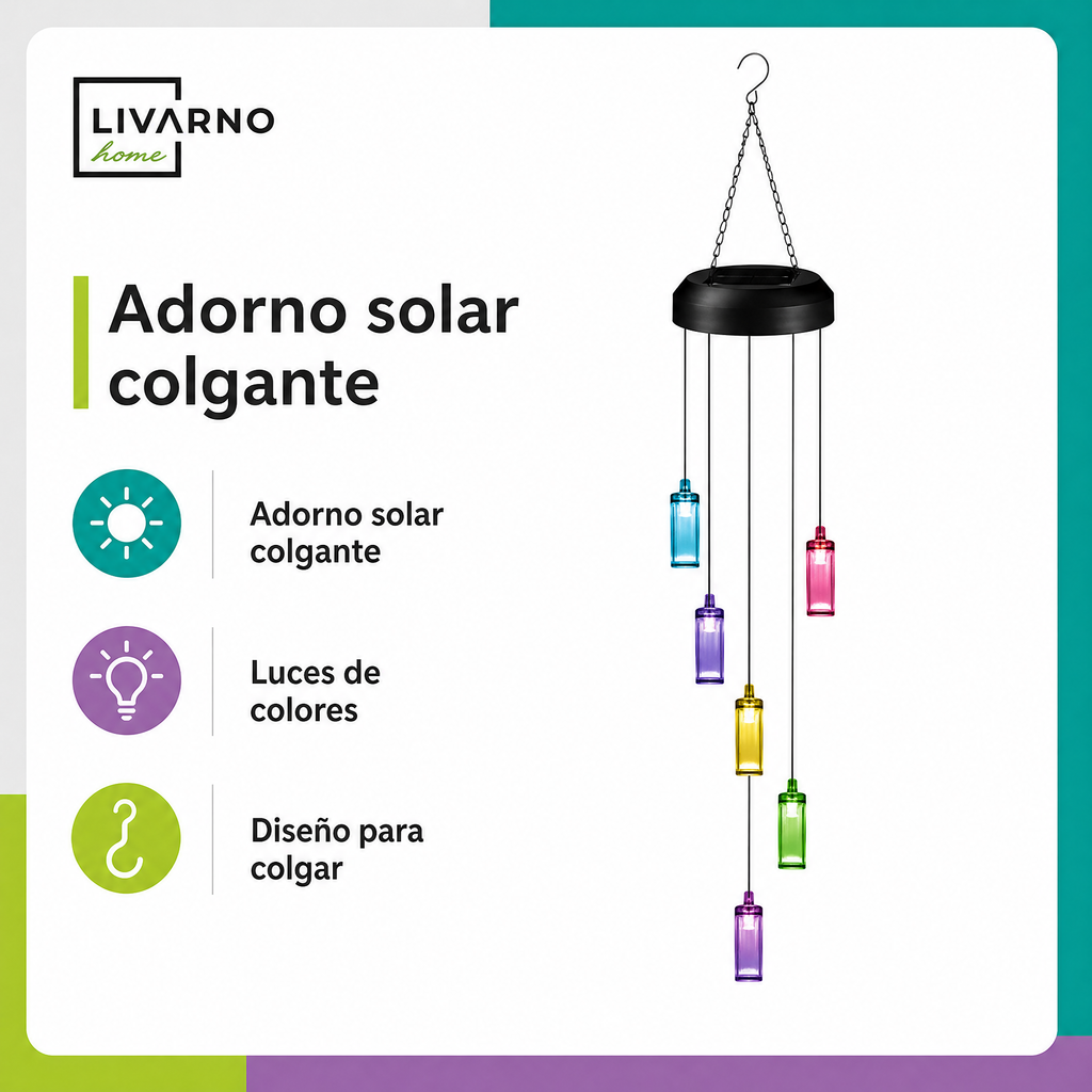 Livarno adorno colgante solar con luces de colores