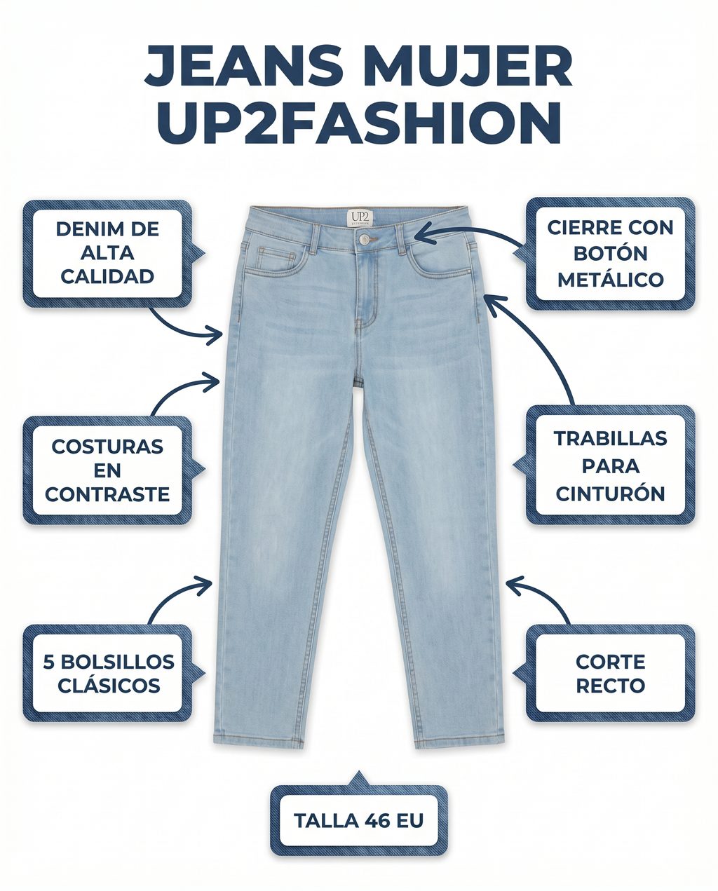 Jeans Mujer Up2Fashion — Azul Claro