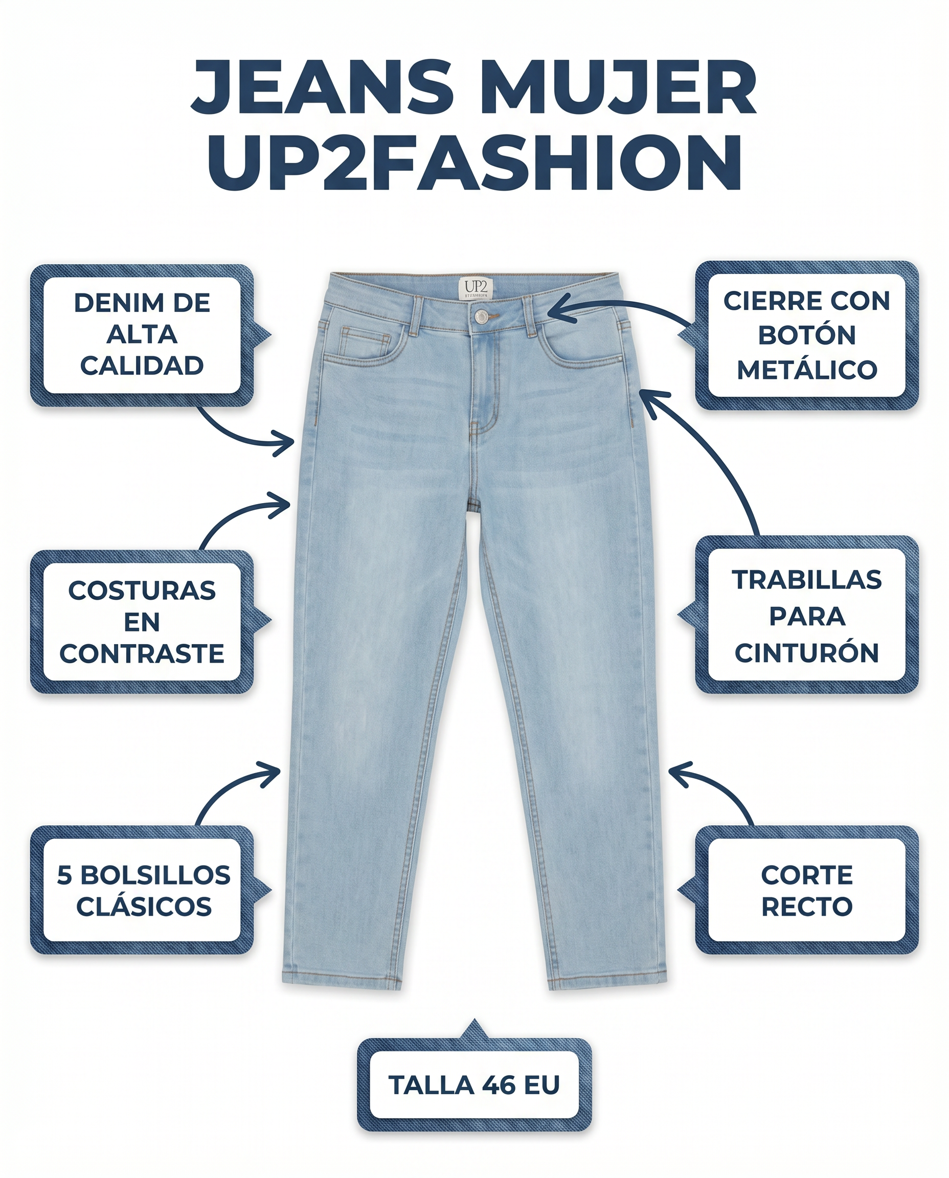 Jeans Mujer Up2Fashion — Azul Claro