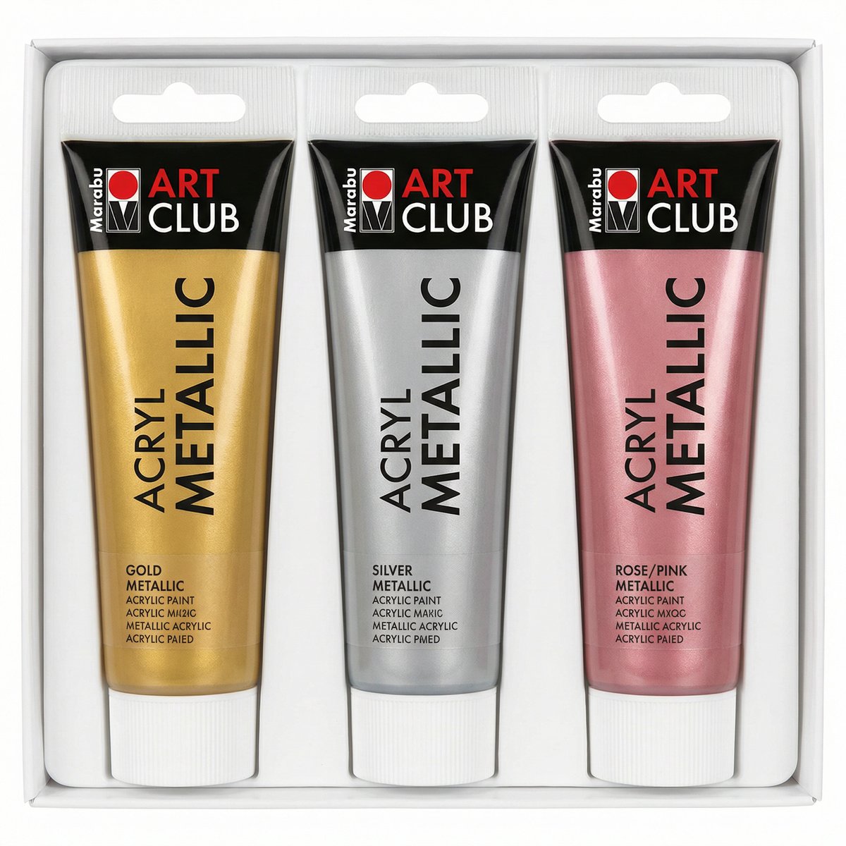Set 3 Pinturas Acrílicas Metálicas 3x75ml - Marabu Art Club
