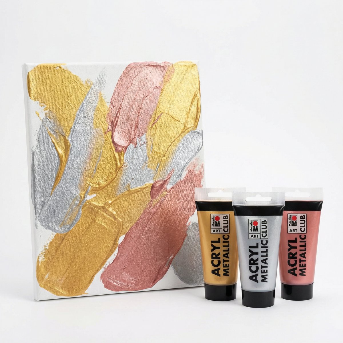 Set 3 Pinturas Acrílicas Metálicas 3x75ml - Marabu Art Club