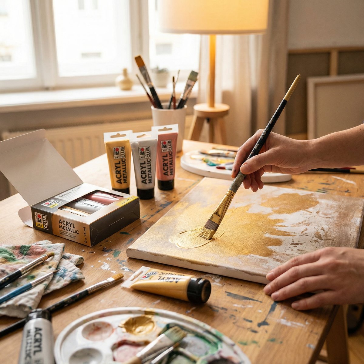 Set 3 Pinturas Acrílicas Metálicas 3x75ml - Marabu Art Club