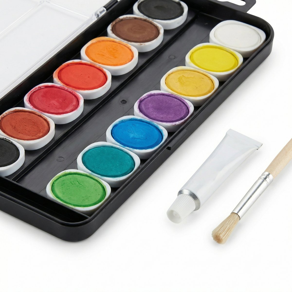 Set Acuarelas Pastilla 24 Colores con Pincel - Crelando