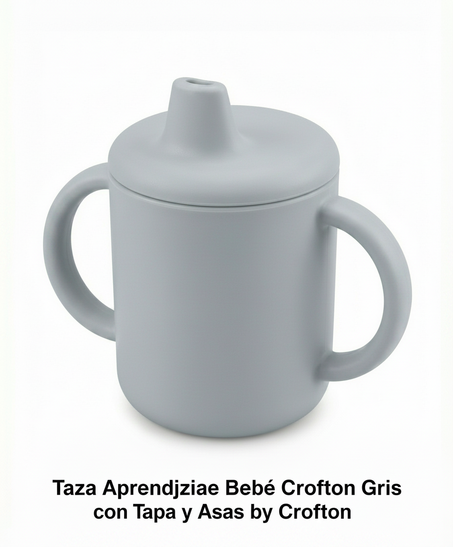 Taza Aprendizaje Bebé Crofton Gris con Tapa y Asas