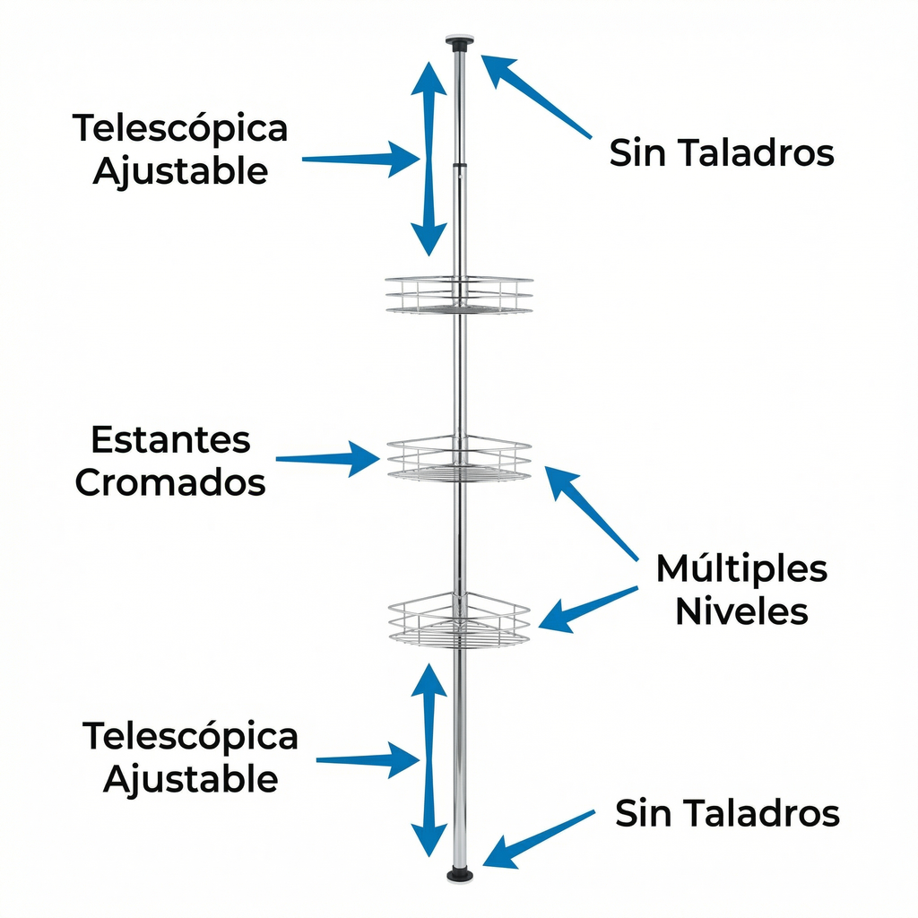 Estantería de Ducha Telescópica Cromada - Livarno Home