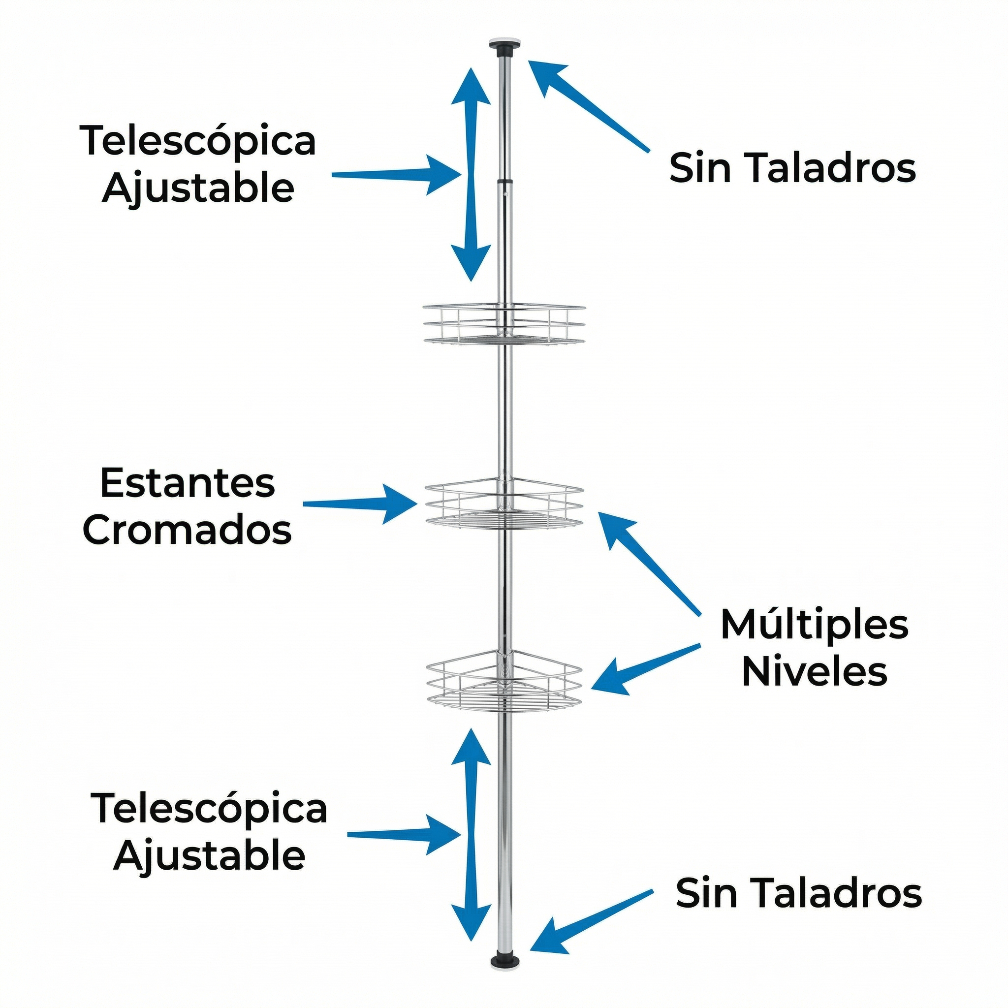 Estantería de Ducha Telescópica Cromada - Livarno Home