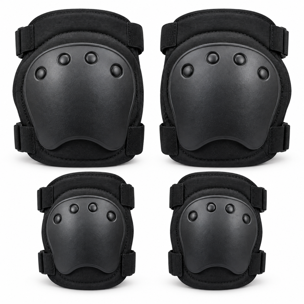 Set Aftermath Tactical SOCOM negro con dos rodilleras y dos coderas sobre fondo blanco