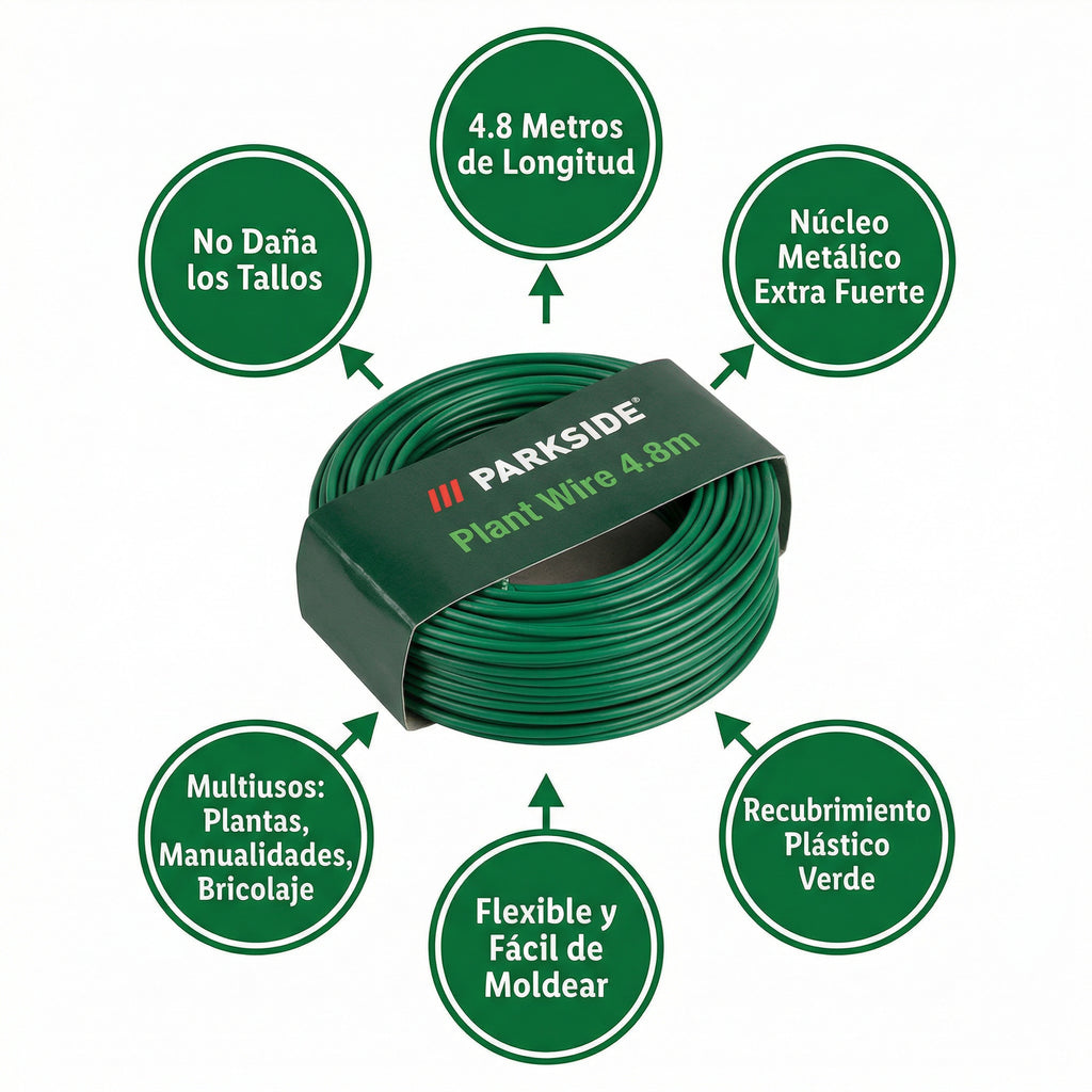 Alambre para Plantas Multiusos 4.8m Extra Fuerte y Flexible | Parkside