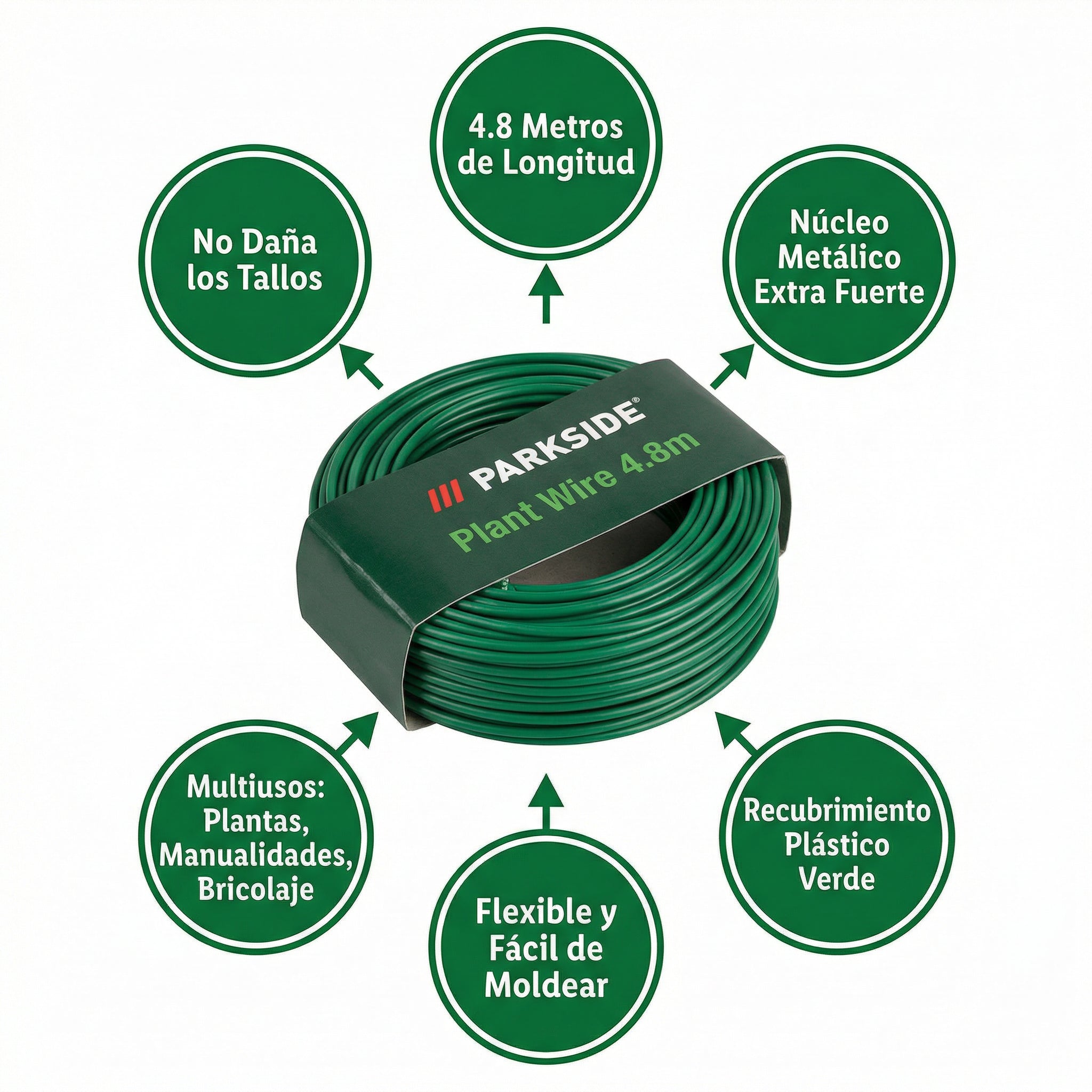 Alambre para Plantas Multiusos 4.8m Extra Fuerte y Flexible | Parkside