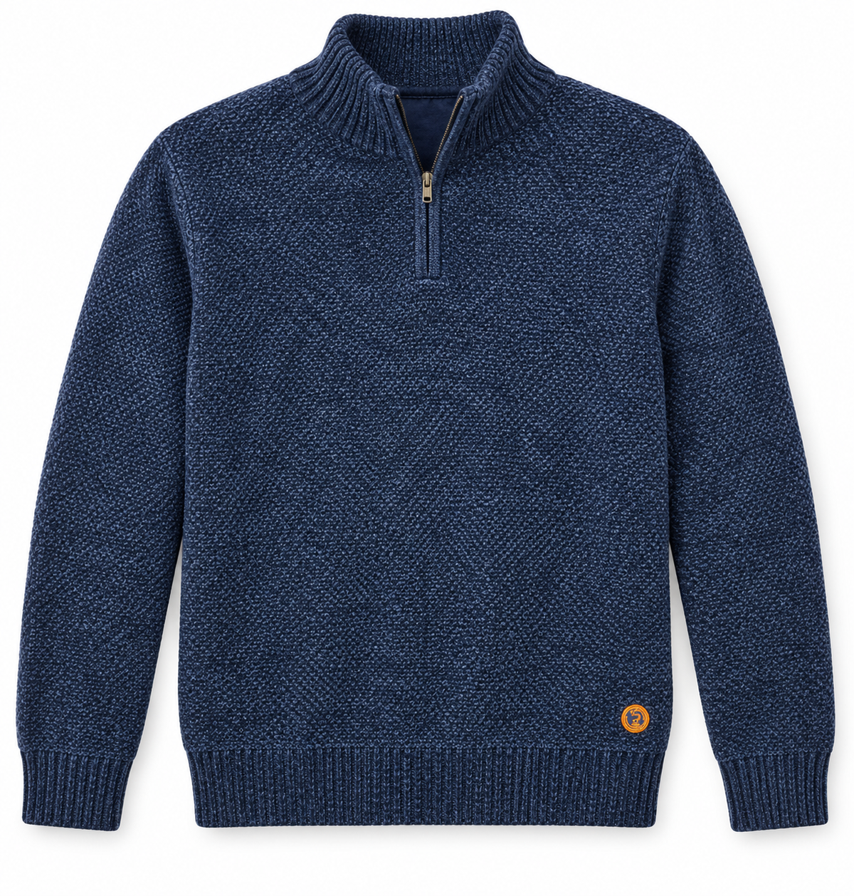 Jersey American People azul marino jaspeado con cremallera corta · principal