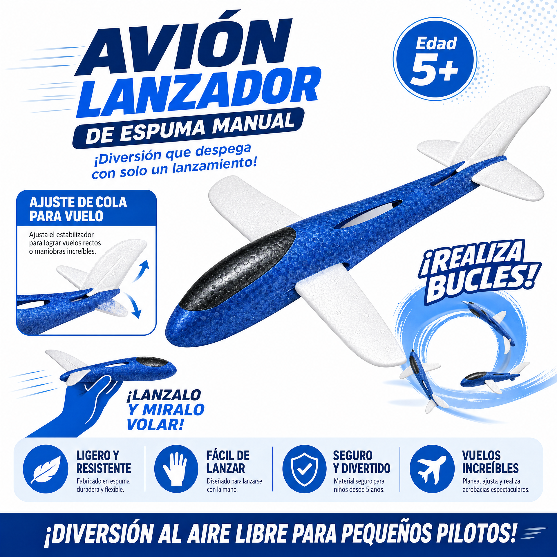 Playtive Avión planeador de lanzamiento manual