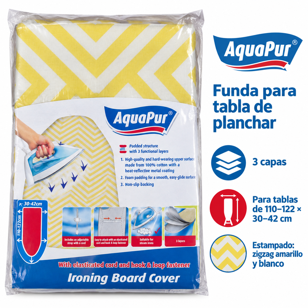 Funda AquaPur amarilla: tres capas para tablas de 110–122 por 30–42 cm