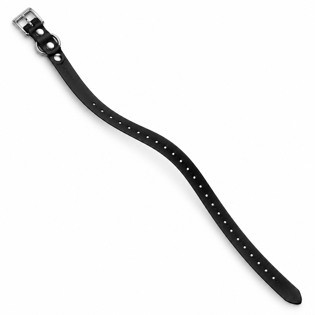 Collar Arcea Polytec de 16 mm negro sobre fondo blanco