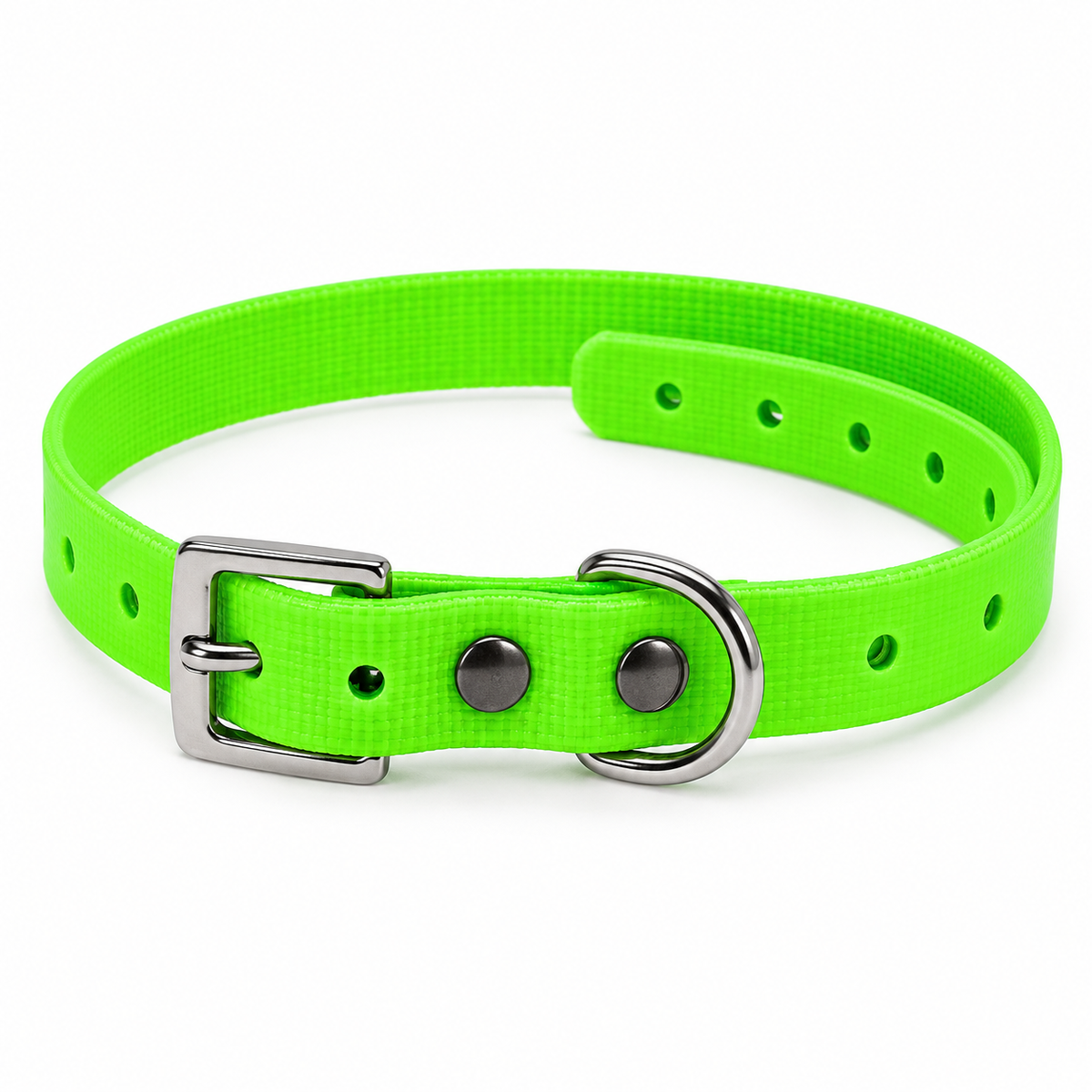 Collar Arcea Polytec 16 mm verde fluorescente sobre fondo blanco
