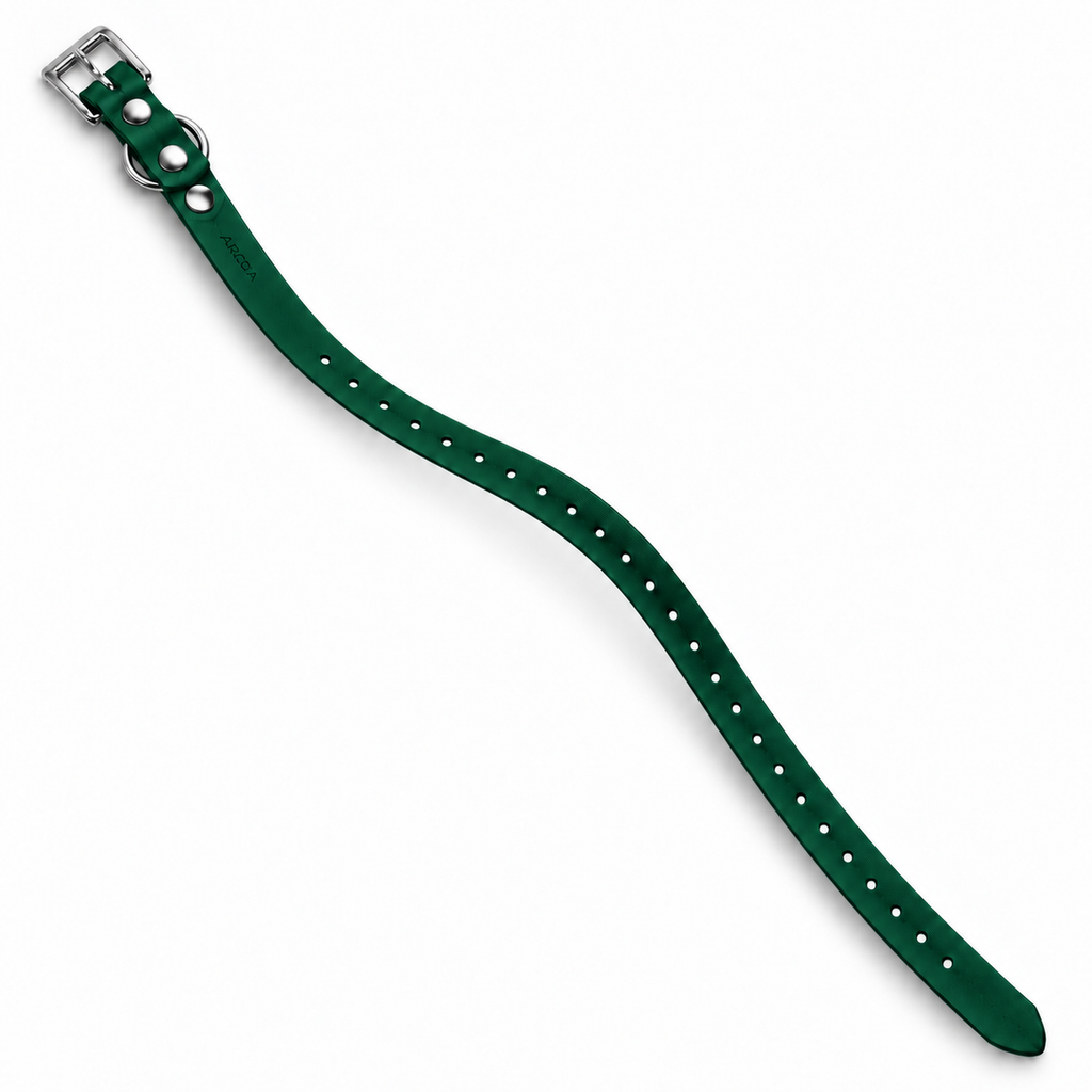Collar Arcea Polytec de 16 mm verde oscuro sobre fondo blanco