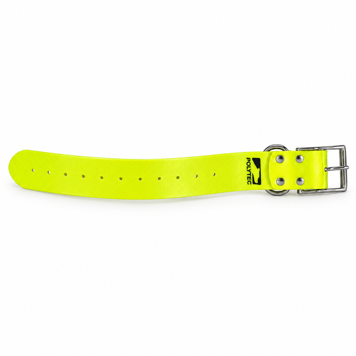 Collar Arcea Polytec amarillo fluorescente de 50 mm sobre fondo blanco