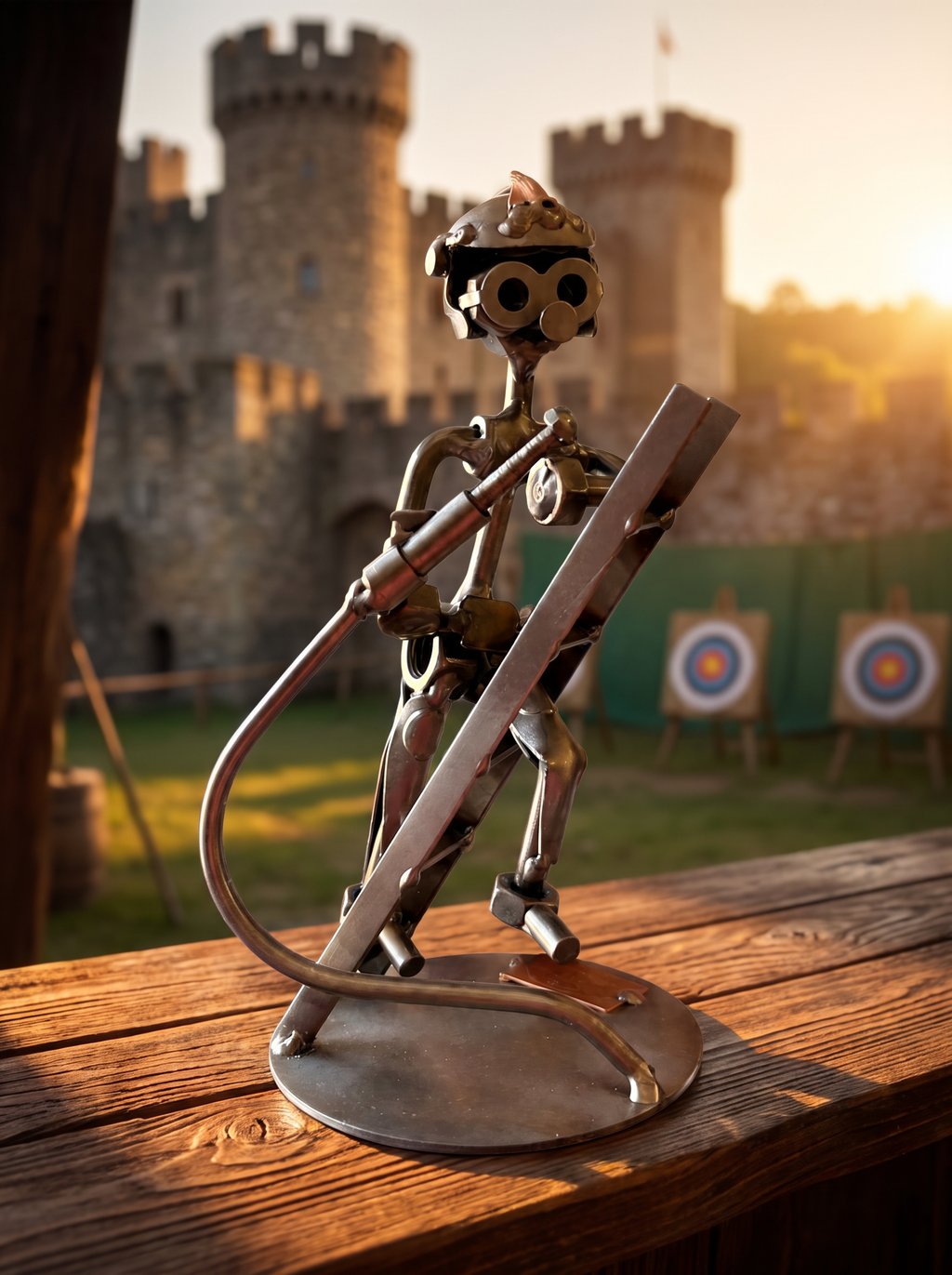 Figura Artesanal de Metal — Arquero Medieval