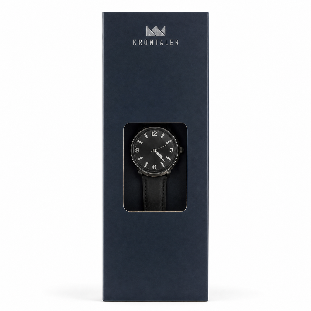 Auriol reloj de pulsera analógico con correa negra o marrón, cristal mineral y 5 bar