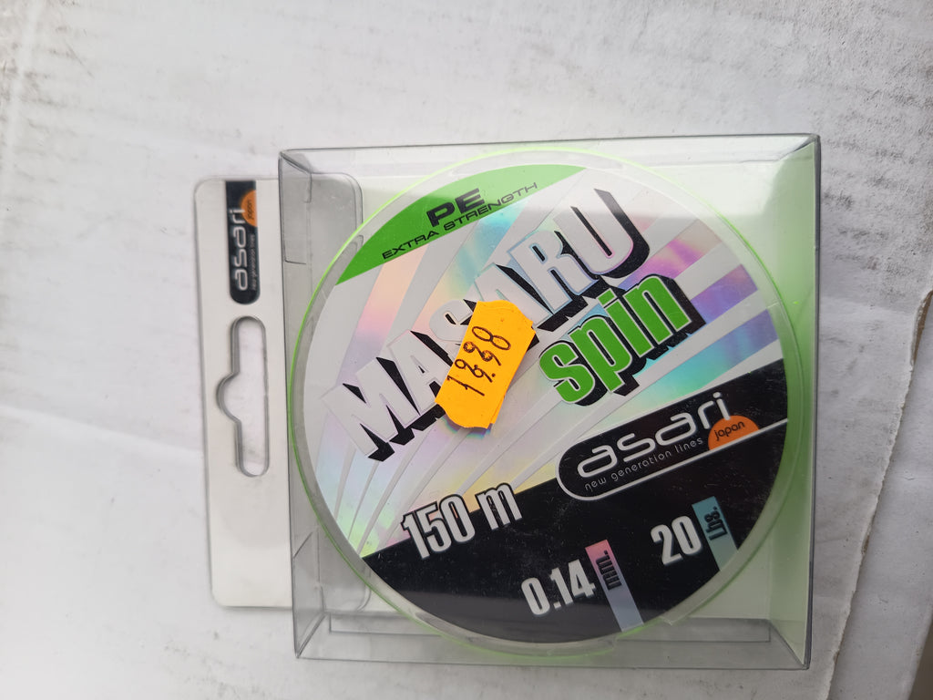 Envase real Asari Masaru Spin PE 0,14 mm, 150 m y 20 lb de Caja 6