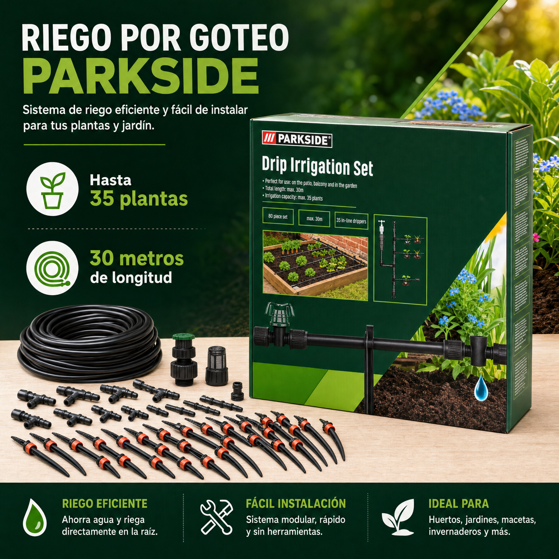 PARKSIDE Set de Riego por Goteo 80 Piezas
