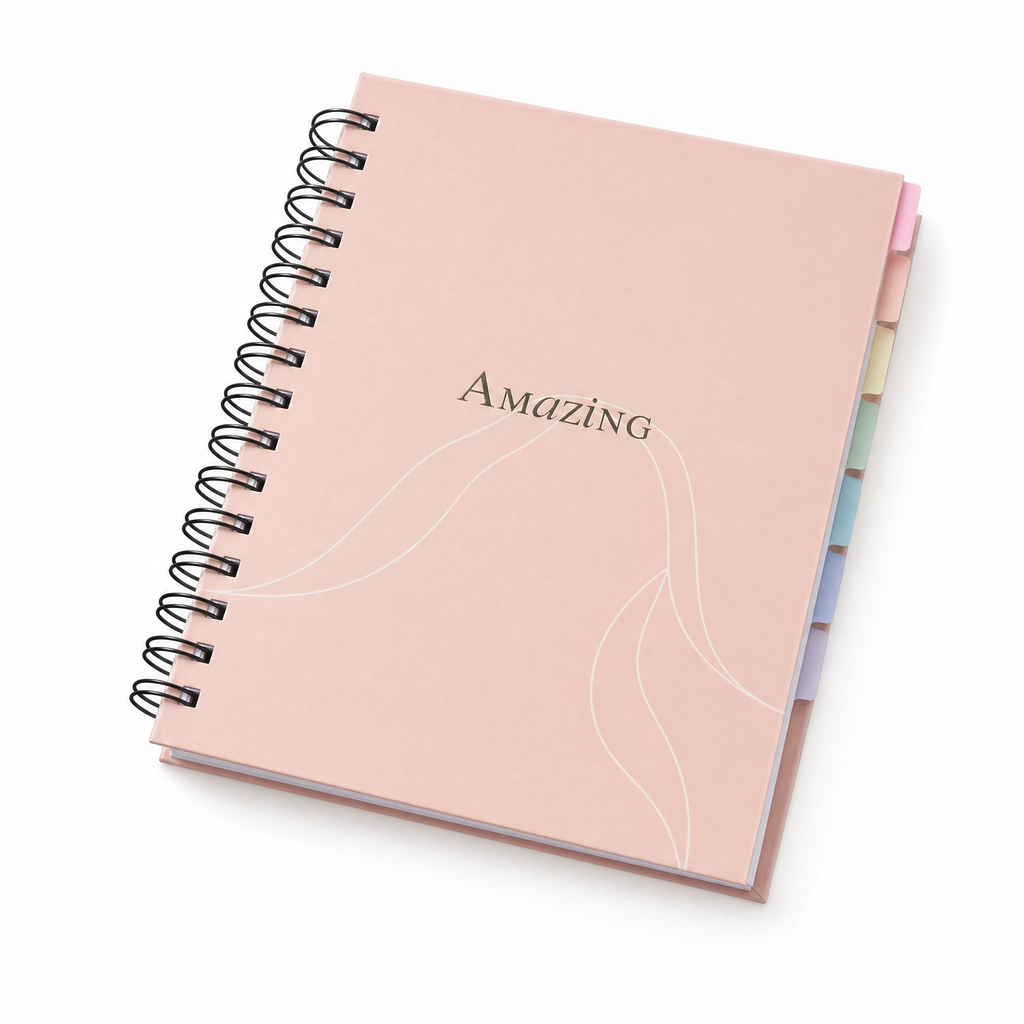 Cuaderno espiral rosa Amazing con separadores de pestañas de colores