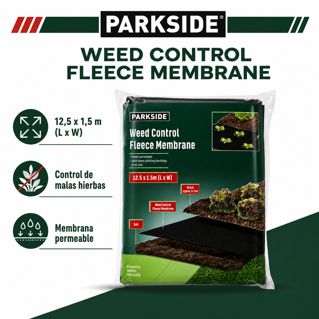 PARKSIDE Malla antihierbas negra Weed Control Fleece Membrane