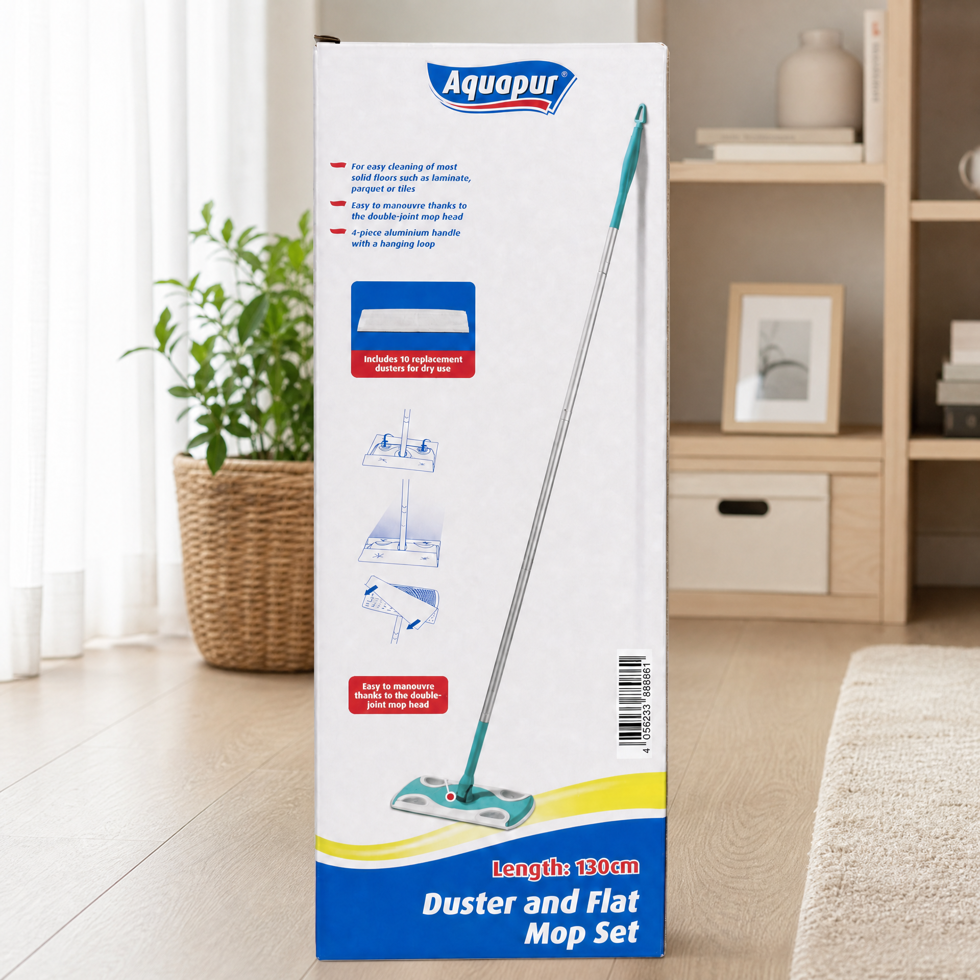 AquaPur Plumero y Mopa Plana atrapa el polvo diseño versátil