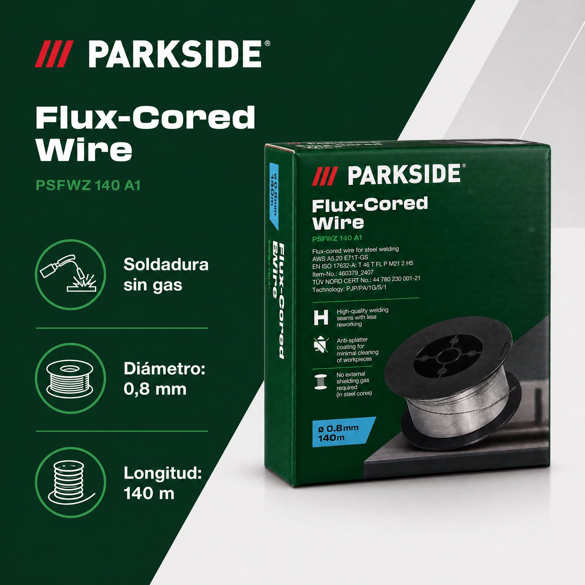 PARKSIDE hilo Flux-Cored para soldadura en bobina