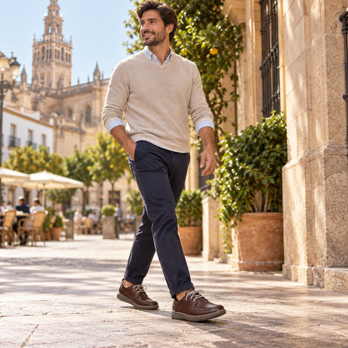 Zapato Baerchi Sevilla 1081 color cuero de hombre en uso