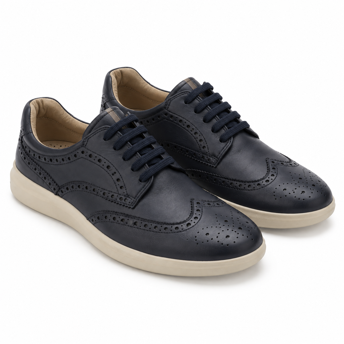 Zapatos blucher Baerchi 1401S azul marino para hombre sobre fondo blanco