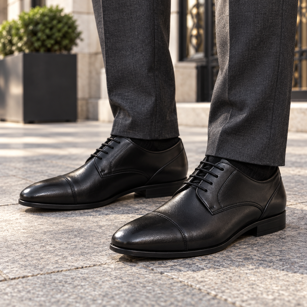 Zapatos Baerchi 18072 negros para hombre en una escena lifestyle