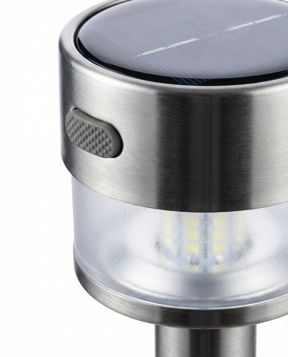 Set 4 Balizas Solares Cilíndricas Acero Inoxidable para Camino - Belavi