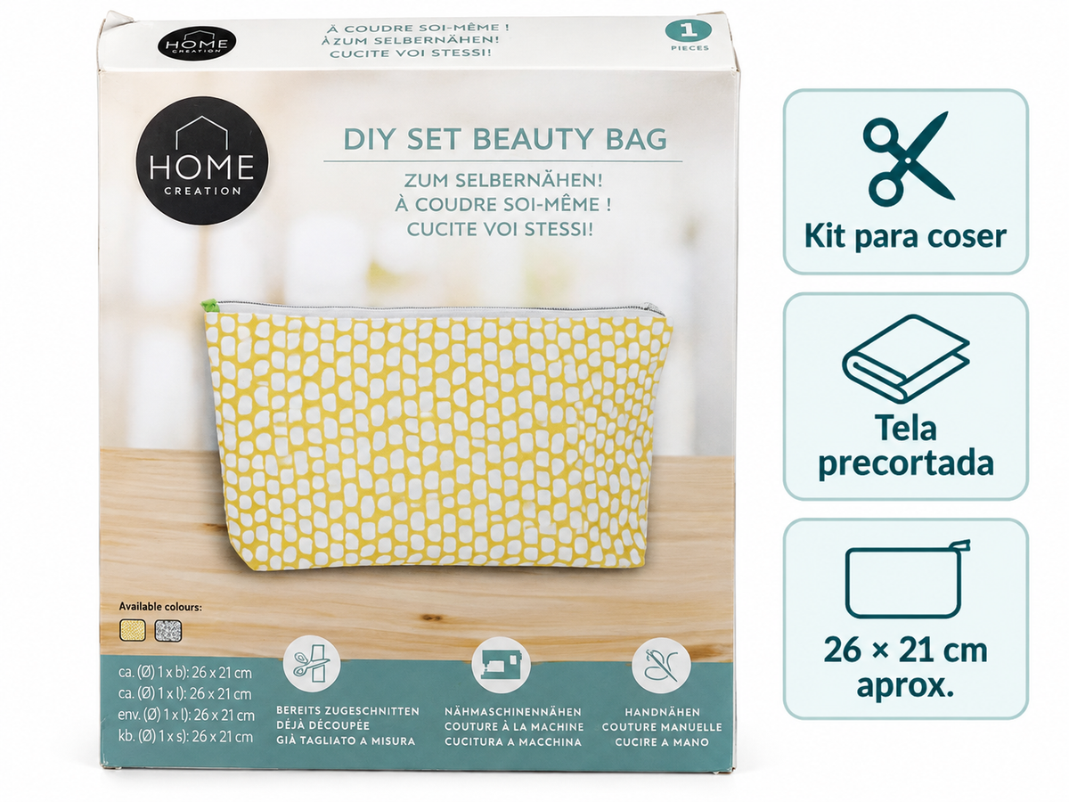 Home Creation kit de costura para neceser amarillo y blanco · características
