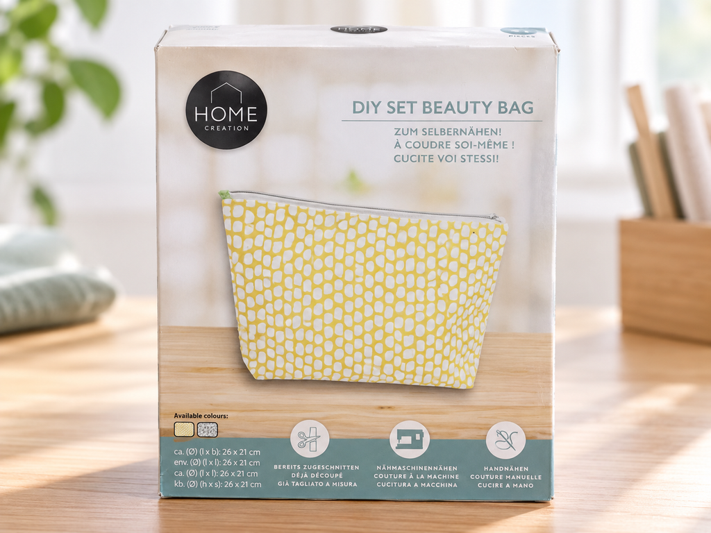 Home Creation kit de costura para neceser amarillo y blanco · ambiente