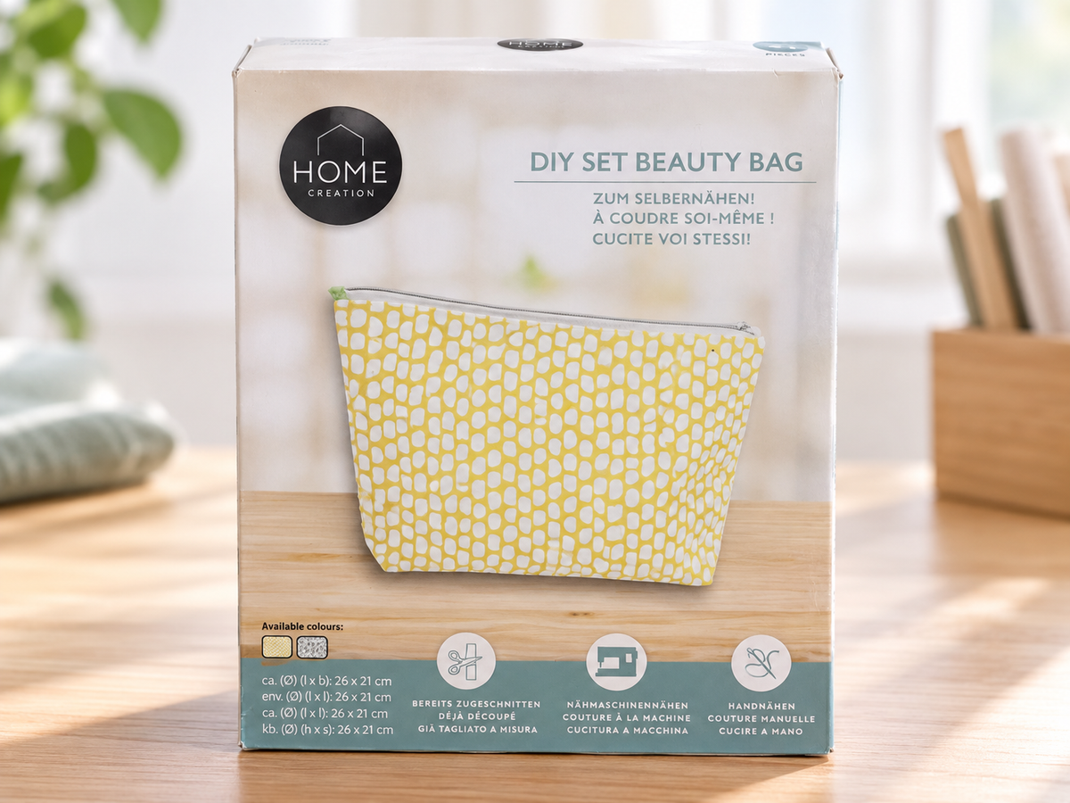 Home Creation kit de costura para neceser amarillo y blanco · ambiente