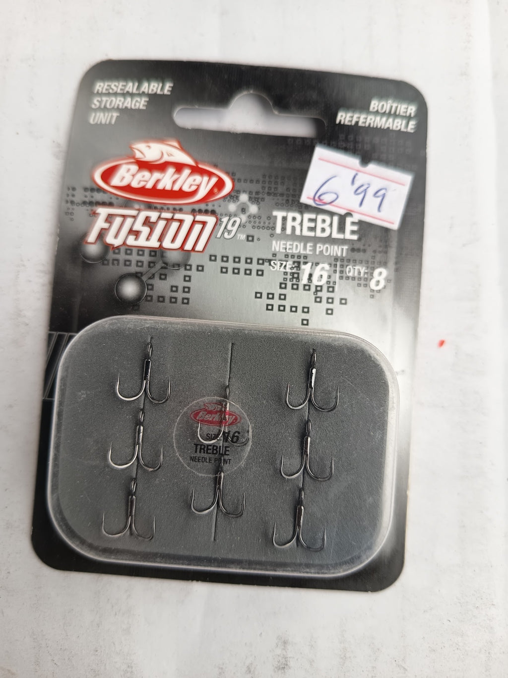 Fotografía real de Berkley Fusion19 Treble Needle Point nº 16, 8 unidades